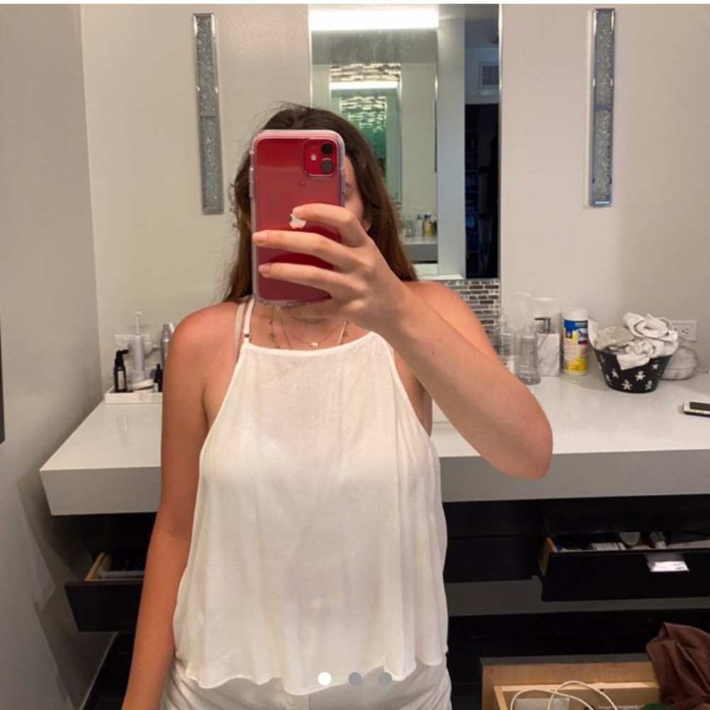 urban outfitters open back white flowy tank top
